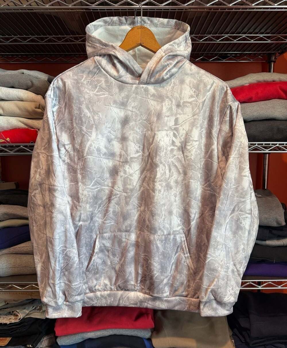 Camo Hoodie Sweatshirt Large Grey White